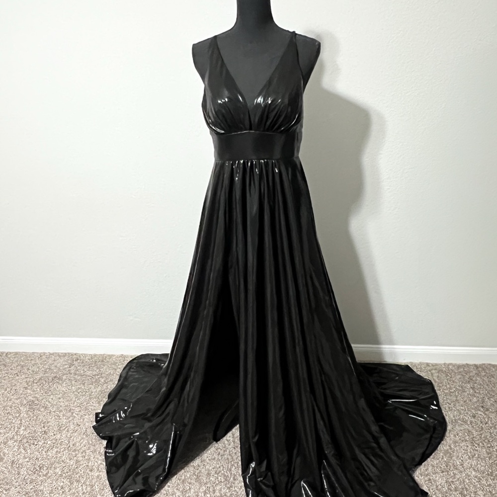 Black Satin Metallic Dress/Gown
